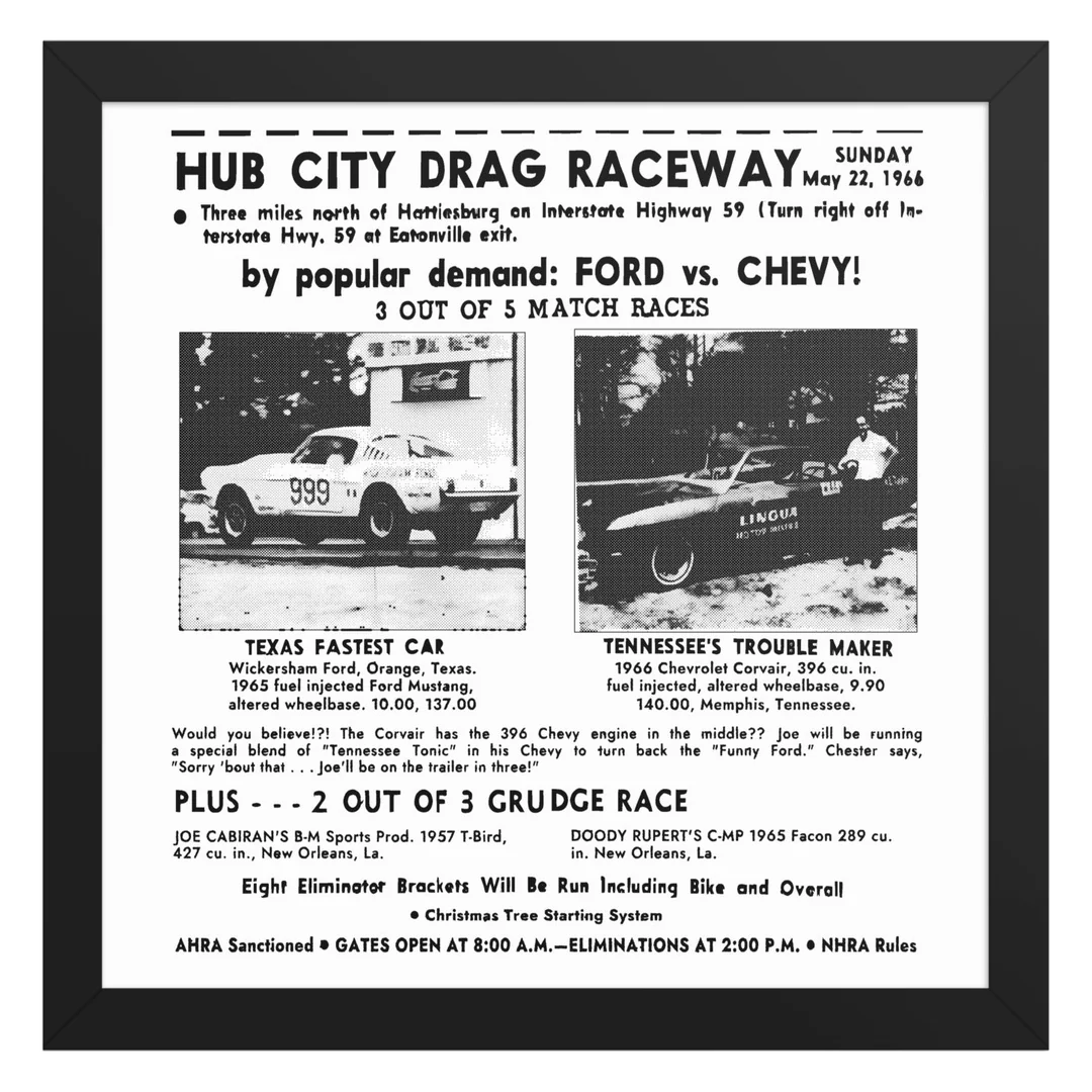 Hub City Drag Raceway Framed Print