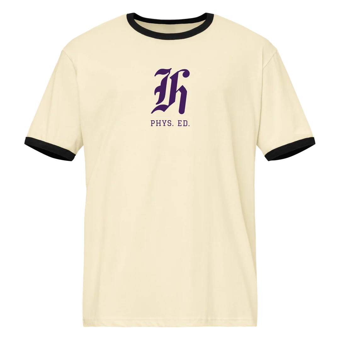Old English H Phys. Ed. Ringer Tee